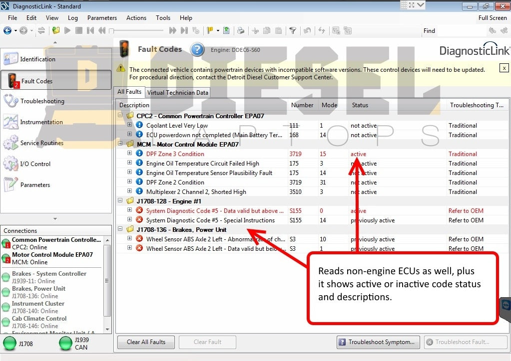 Detroit Diesel Diagnostic Link Laptop Scanner Tool